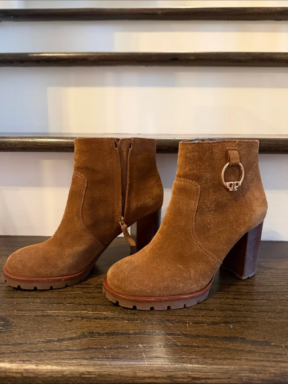 Tory Burch Women’s Suede Ankle Boot with Block Heel - Brown